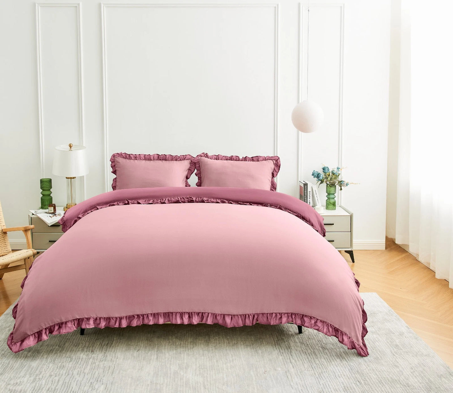 Ruffled Frilled Border Duvet Cover & Pillowcase Set