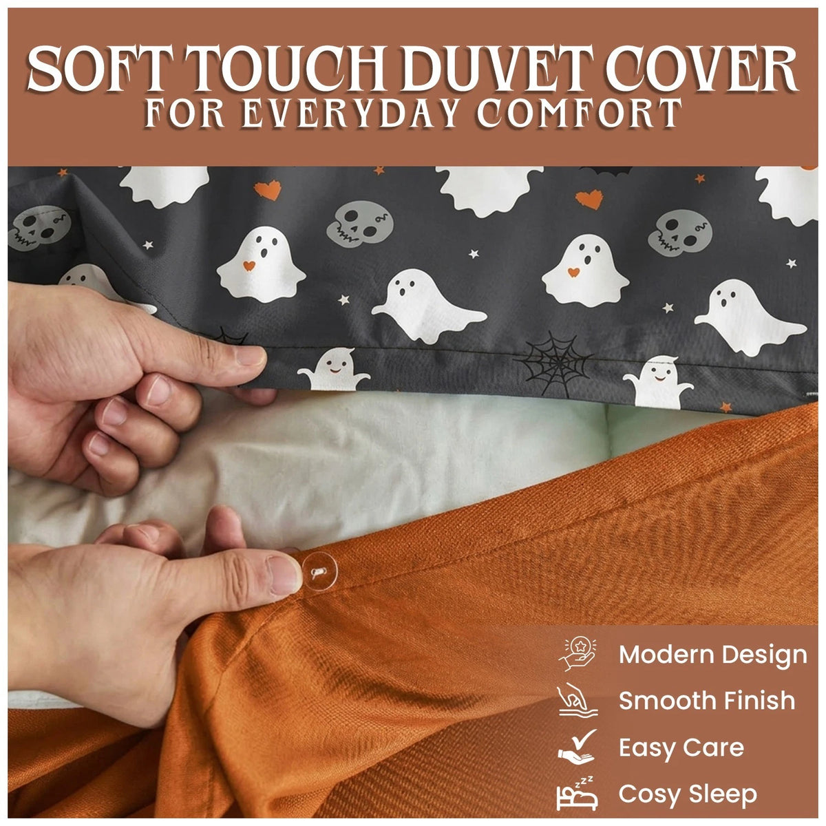 Gothic Halloween Reversible Duvet Set - Ghosts & Ghouls