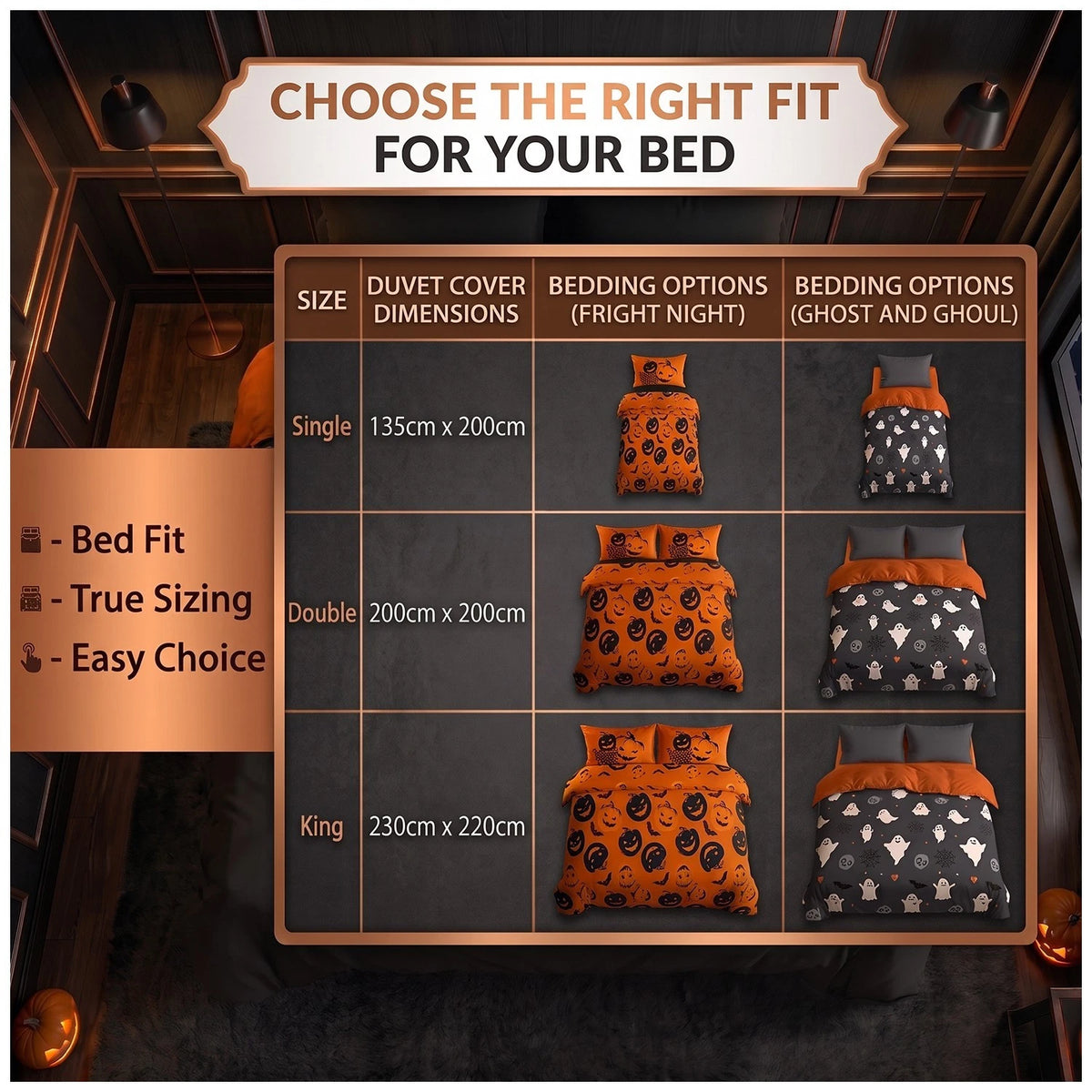 Gothic Halloween Reversible Duvet Set - Ghosts & Ghouls