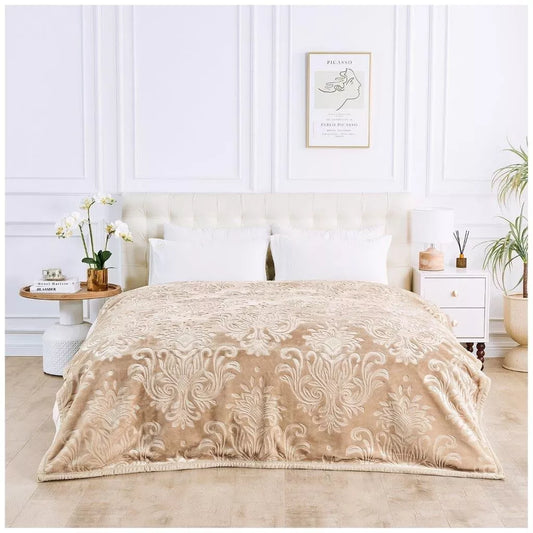 Natural Rashel 4kg Soft Embossed Heavyweight Blanket