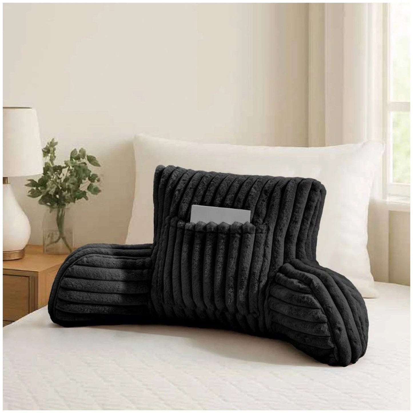 Ribbed Faux Fur Cuddle Cushion with Arms