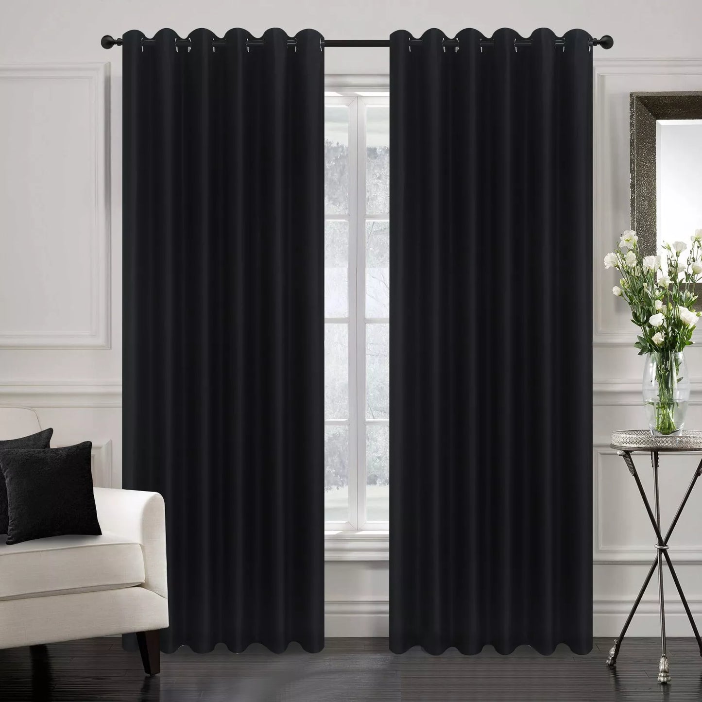 Black Thermal Blackout Curtain Pair