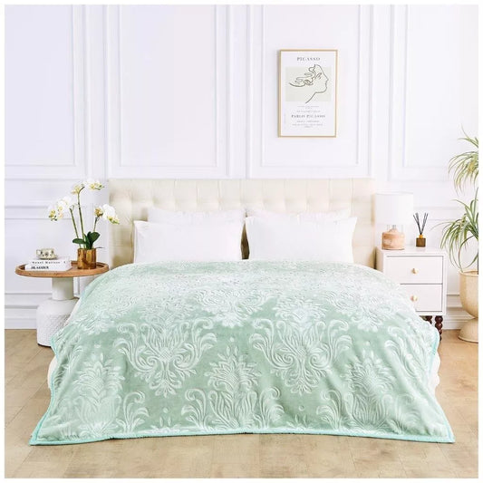 Sage Green Rashel 4kg Soft Embossed Heavyweight Blanket