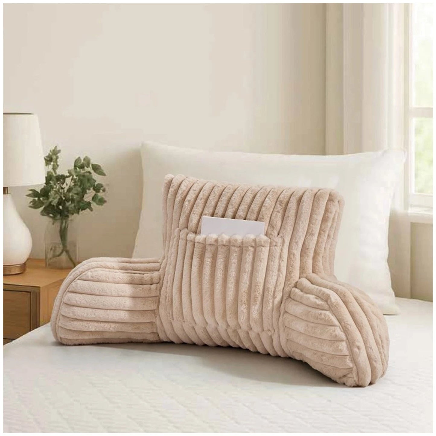 Ribbed Faux Fur Cuddle Cushion with Arms