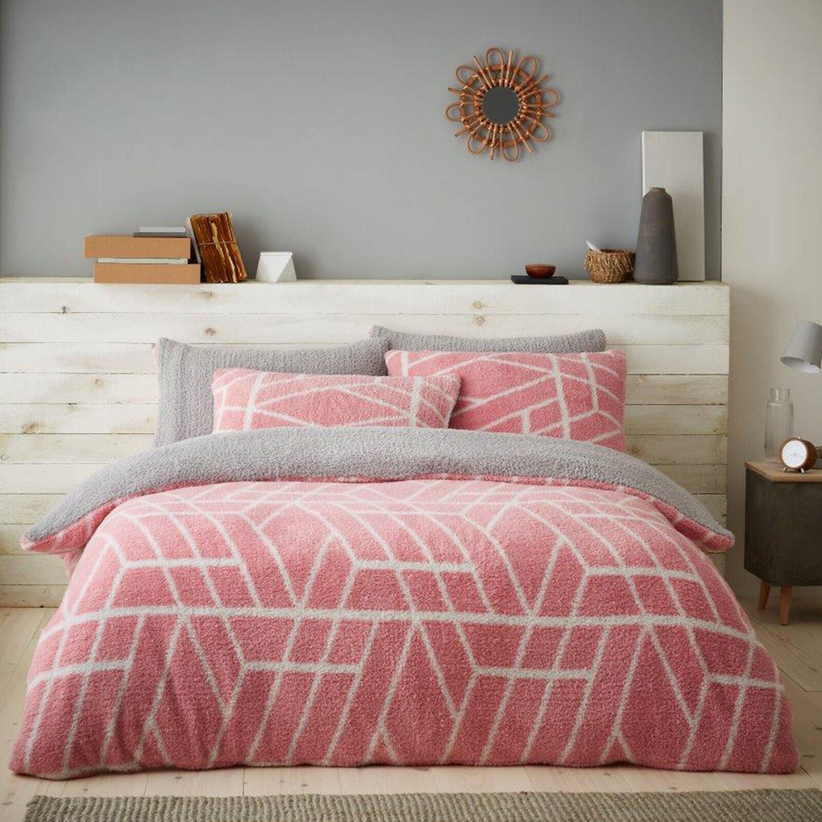 Teddy fleece duvet set pink online