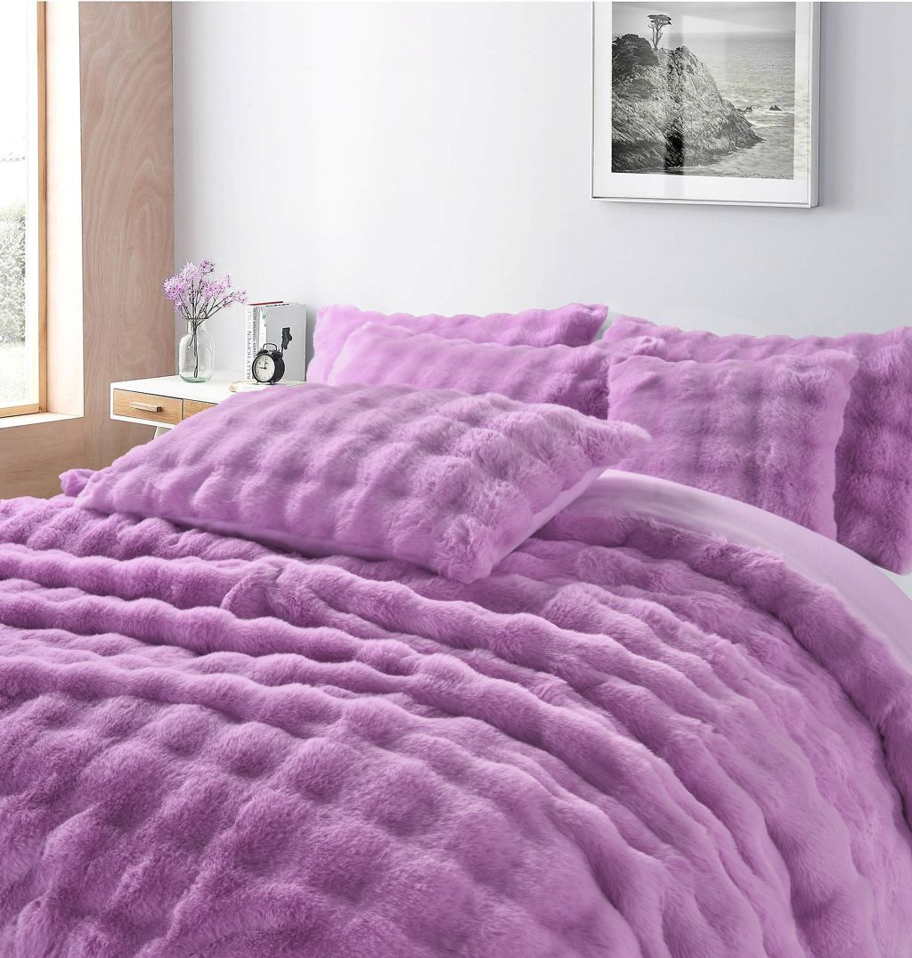 Super Soft Faux Fur Square Design Duvet Set