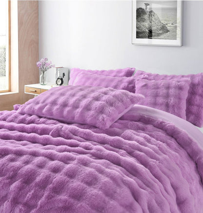 Super Soft Faux Fur Square Design Duvet Set