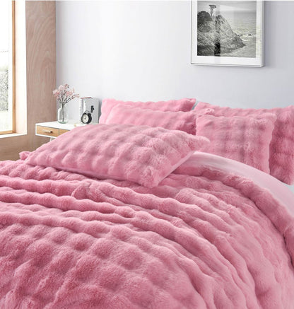Super Soft Faux Fur Square Design Duvet Set
