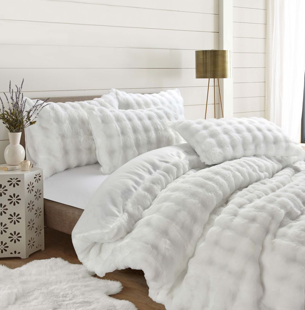 Super Soft Faux Fur Square Design Duvet Set