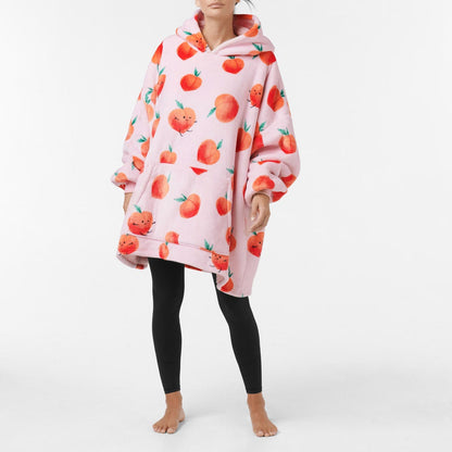 NEW Extra Thick Oversized Sherpa Fleece Hoodie Blanket Peaches