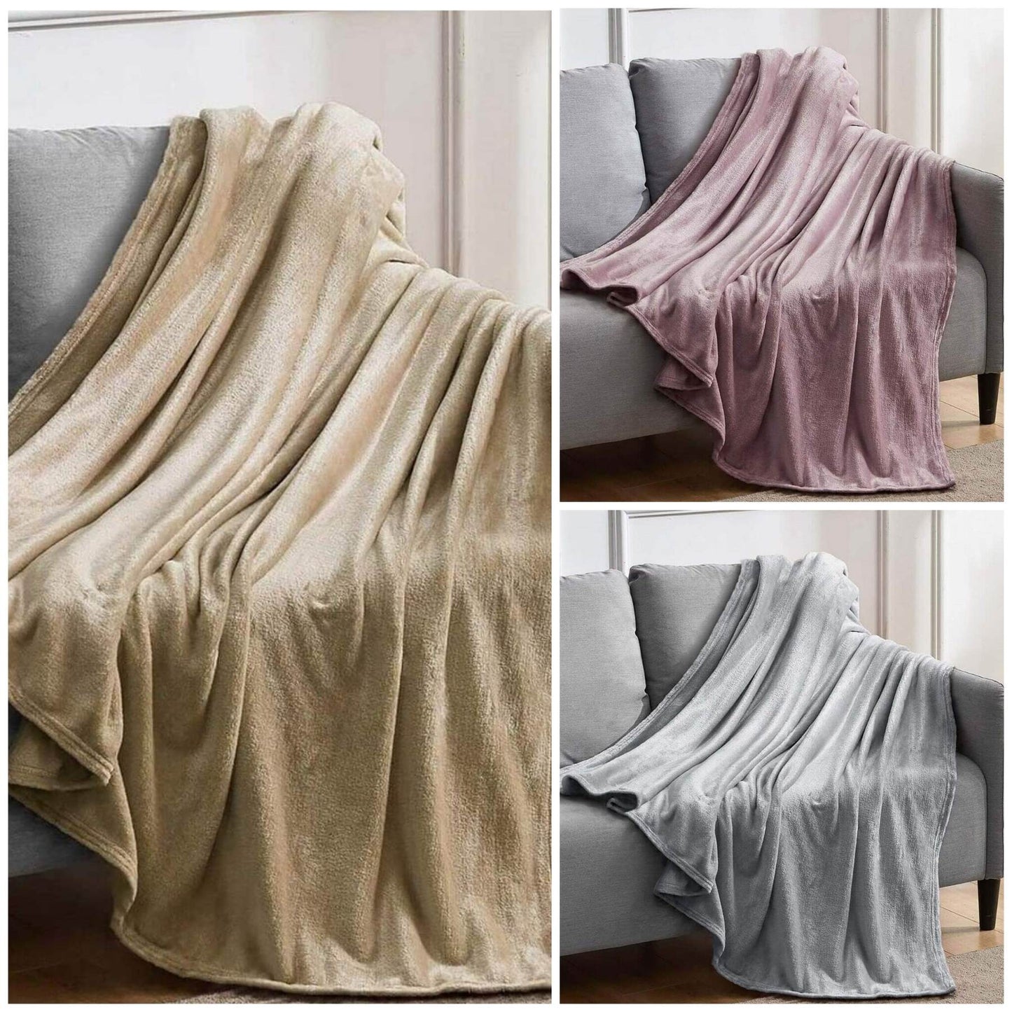 Velosso Soft Touch Plain Flannel Throw