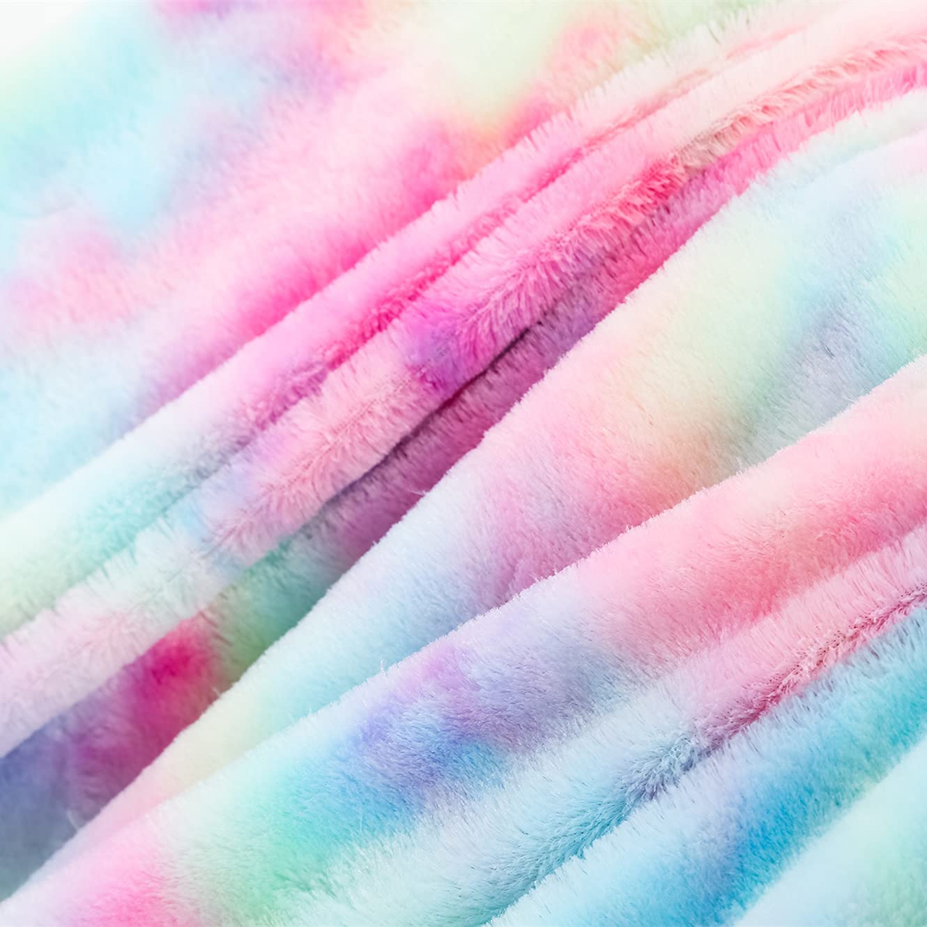 Rainbow Sherpa Fleece Tie-Dye Blanket