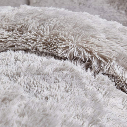 Cuddly Super Soft Reversible Deep Pile Fleece Duvet Set Silver