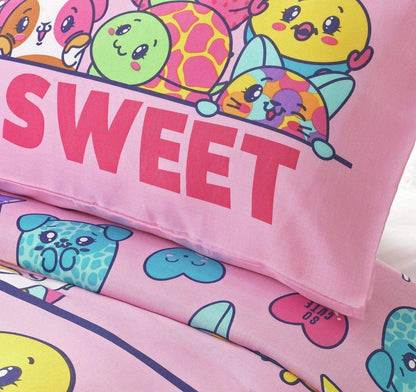 Pikmi Poms Surprise Pink Single Duvet Cover & Pillowcase