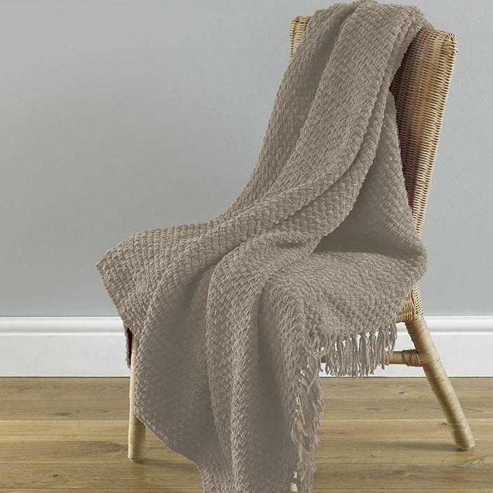 Natural Beige Luxury Woven Chenille Throw