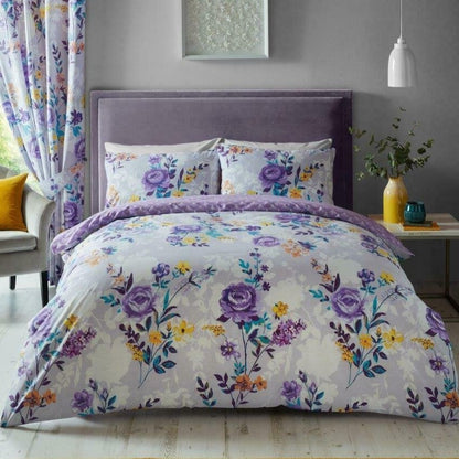 Ciara Floral Purple Reversible Duvet Set GC