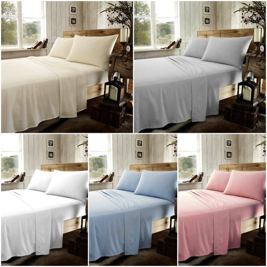Flannelette Extra Deep Fitted Sheet 40cm Soft & Cosy Brushed Cotton - Various Colours