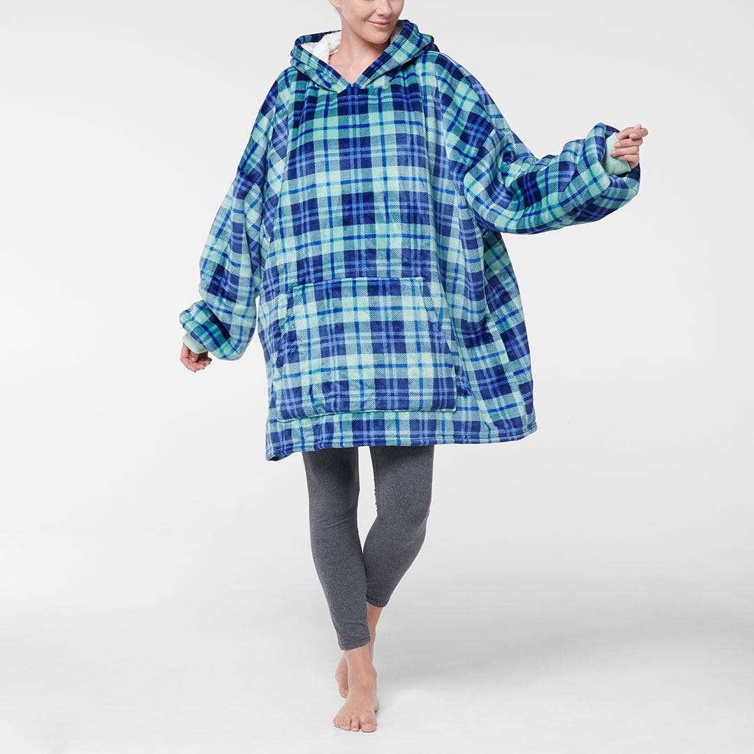 NEW Extra Thick Oversized Sherpa Fleece Hoodie Blanket Tartan