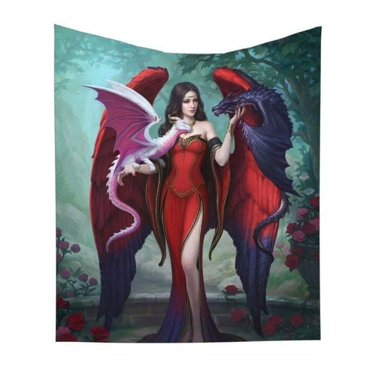 Nemesis Now Gothic Fantasy Sherpa Fleece Blanket Dragon Mistress