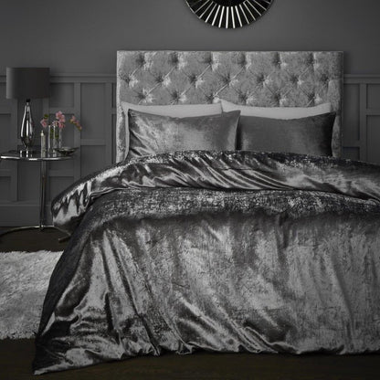 Signature Luxury Crushed Velvet Duvet Set (Grey)