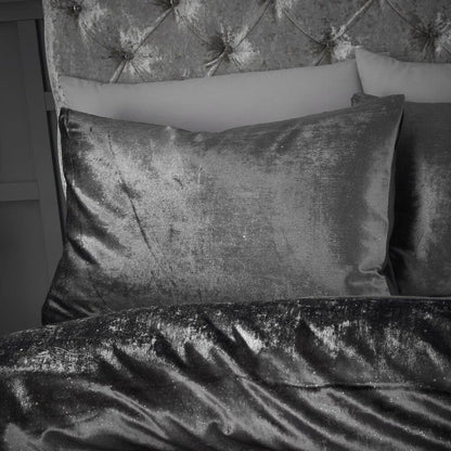 Signature Luxury Crushed Velvet Duvet Set (Grey)