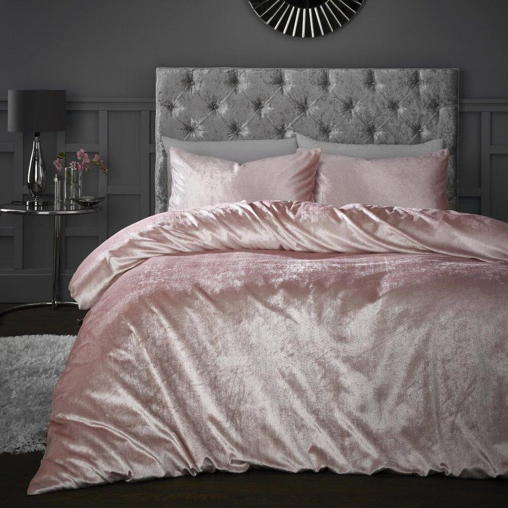 Signature Luxury Crushed Velvet Duvet Set (Blush Pink)