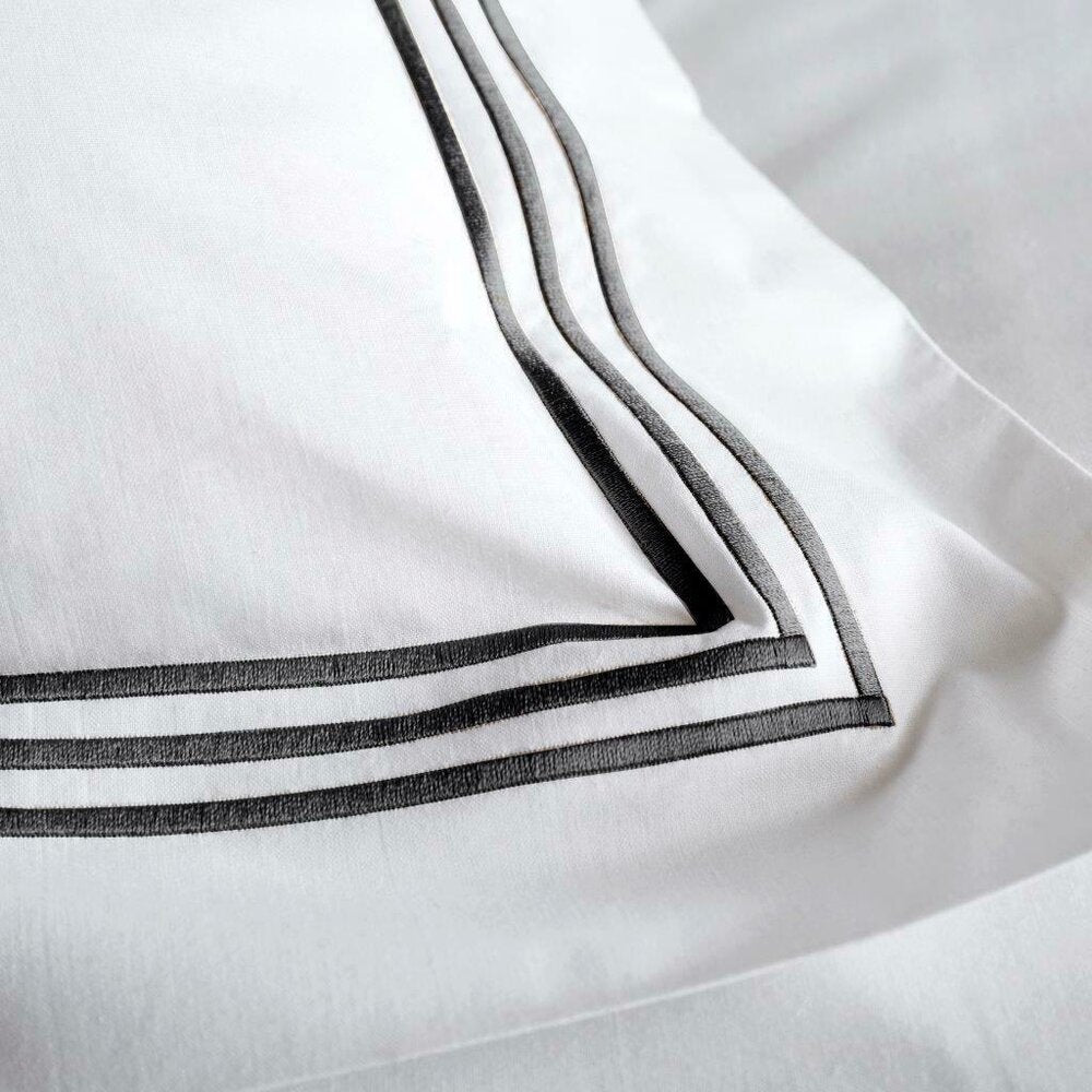 Luxury Hotel Collection Devore Duvet Set With Black Stitched Trim