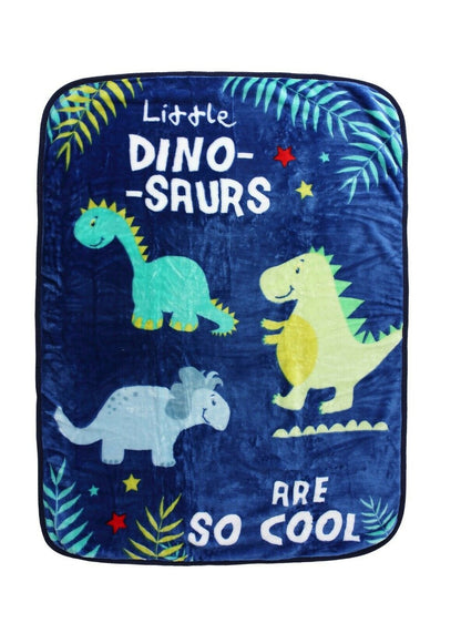 Super Soft Fleece Dinosaur Blue Baby Blanket