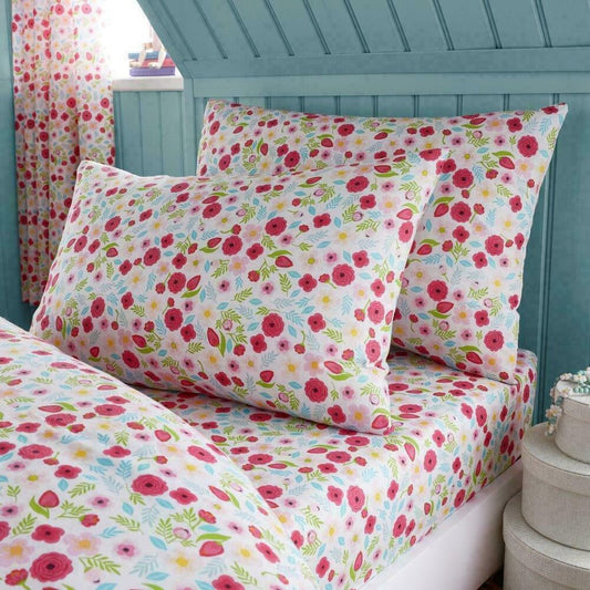 Floral Patterned Single Fitted Printed Sheet With Pillowcase