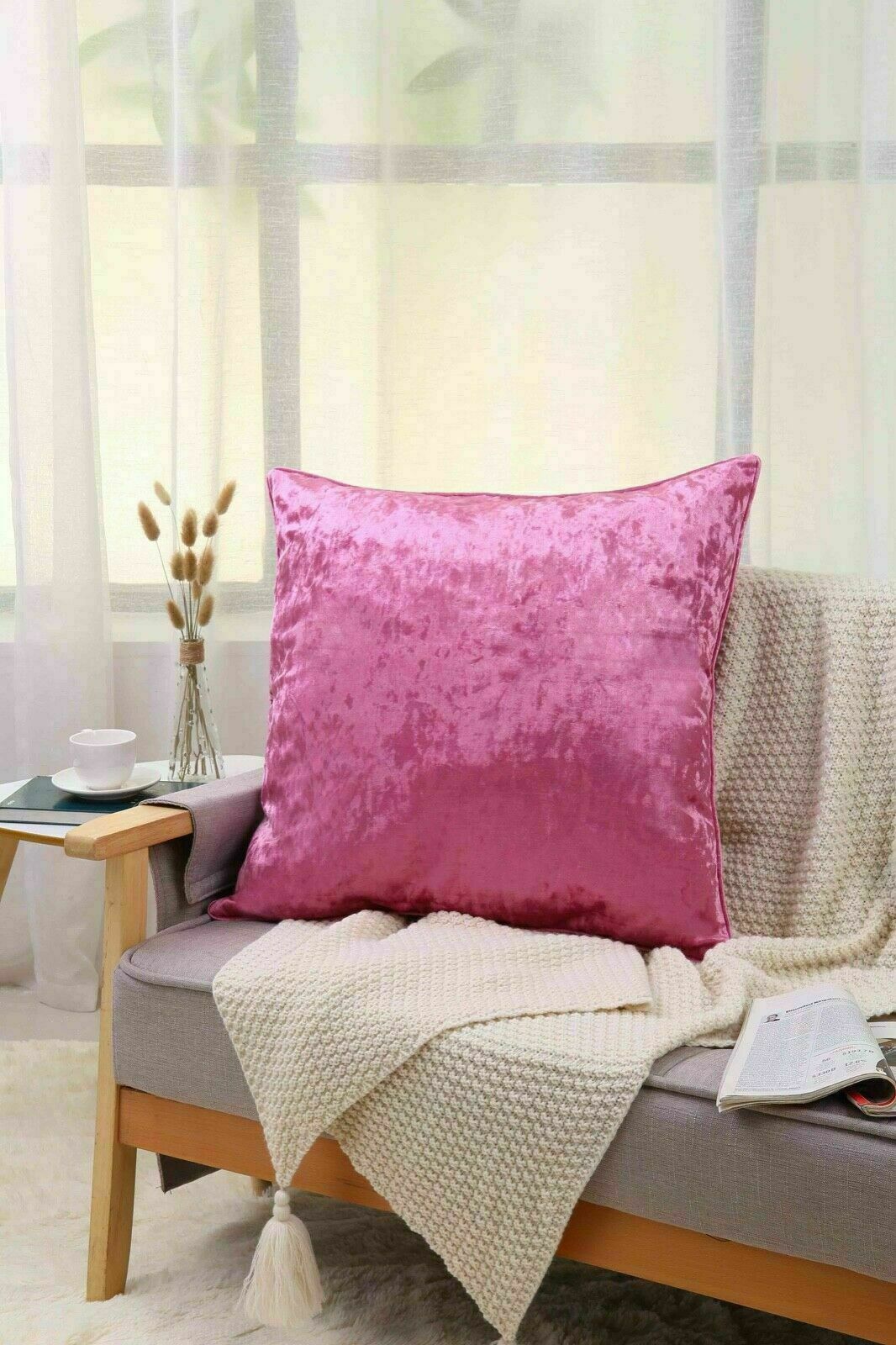 Pink crushed velvet cushion covers sale