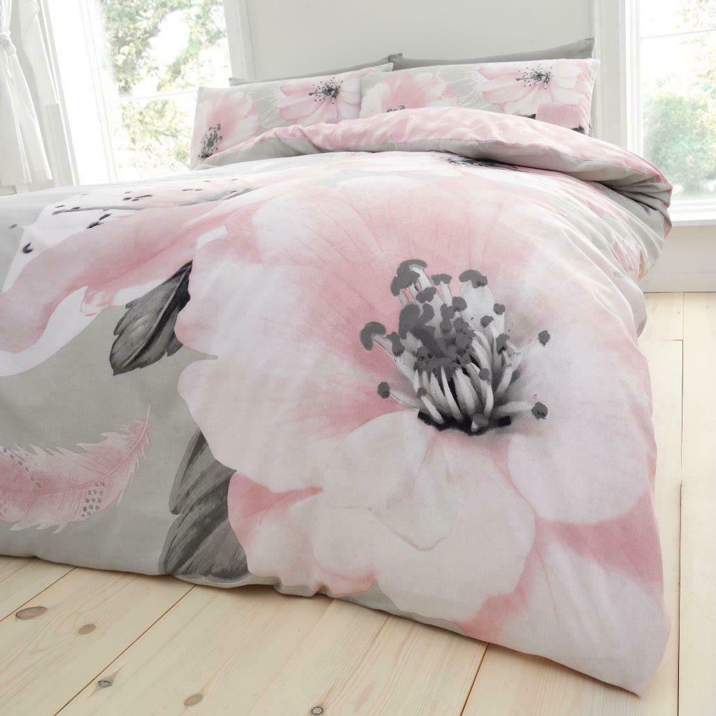 Ava Floral Pink Design Reversible Duvet Set GC