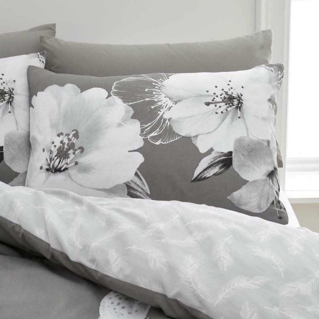 Ava Floral Grey Design Reversible Duvet Set GC