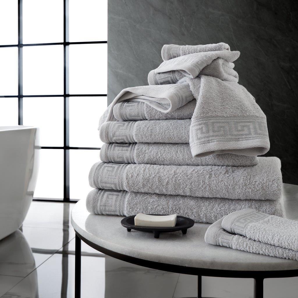 White bath towels sale with black trim