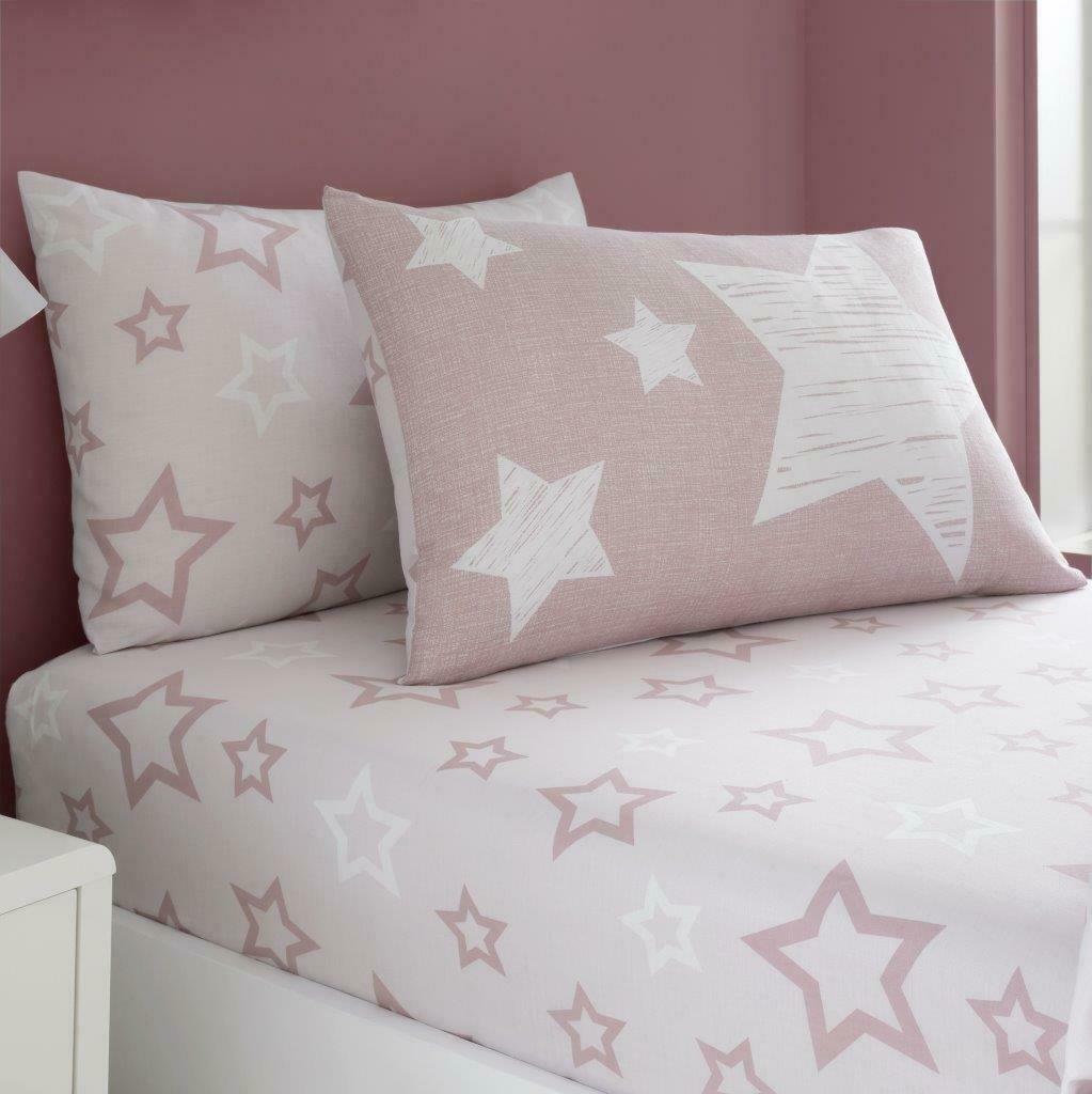 Blush Pink Star Reversible Kids Single Duvet Cover & Pillowcase