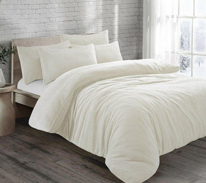 Luxury Teddy Fleece Original Duvet Set Cream