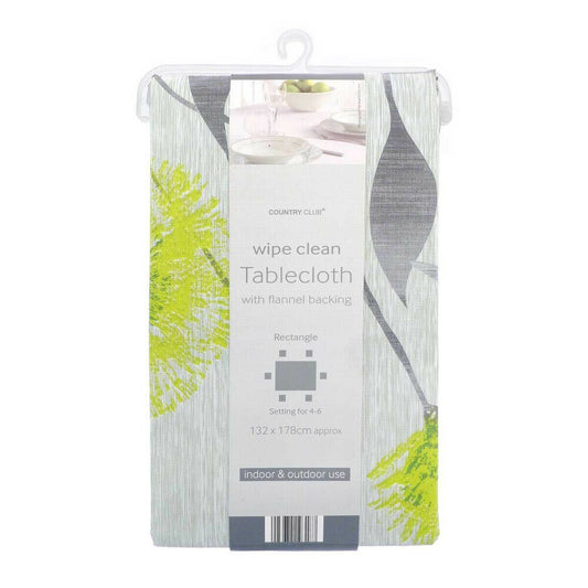 Grey Tropical PVC Wipe Clean Tablecloth