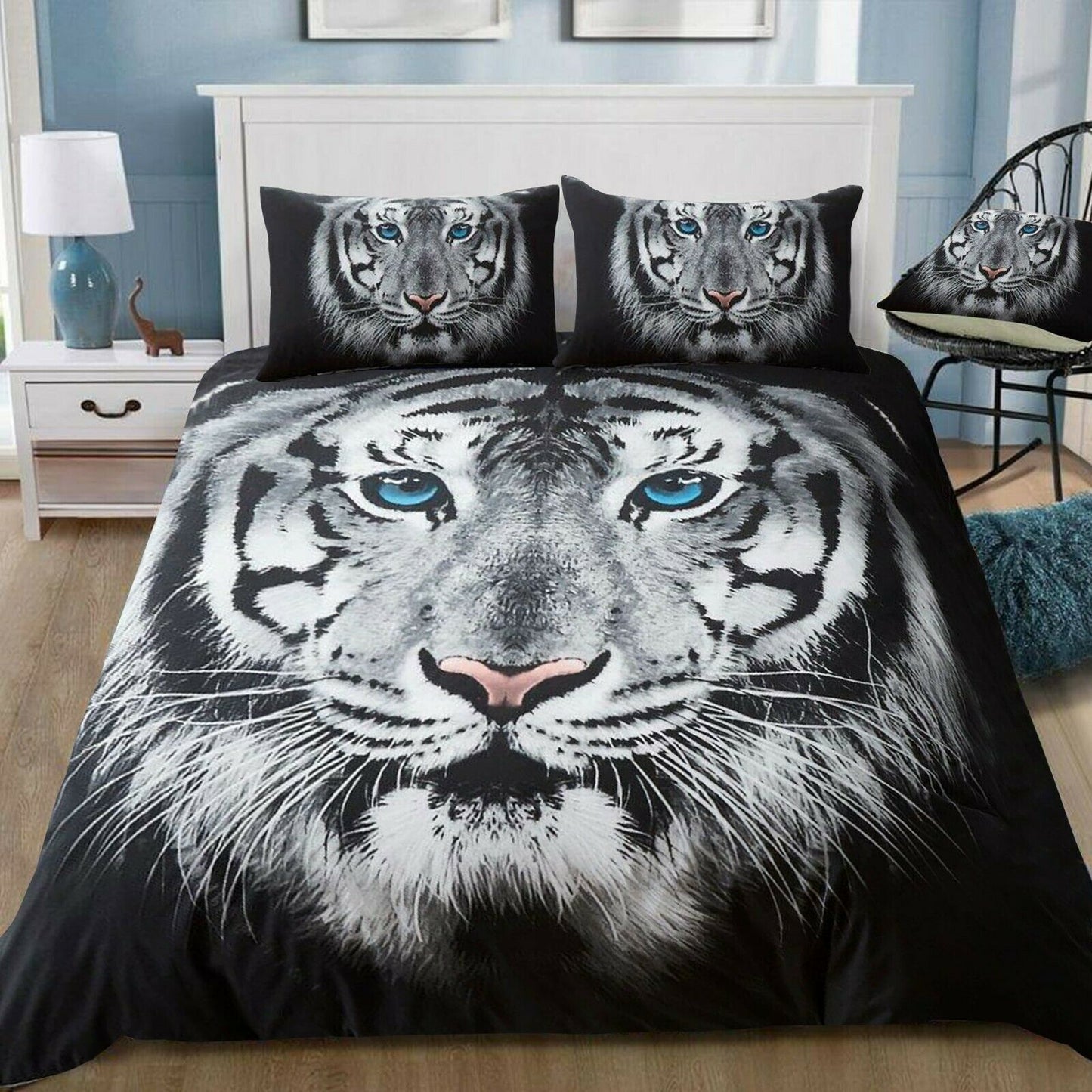 White Tiger 3D Wild@Heart Duvet Set