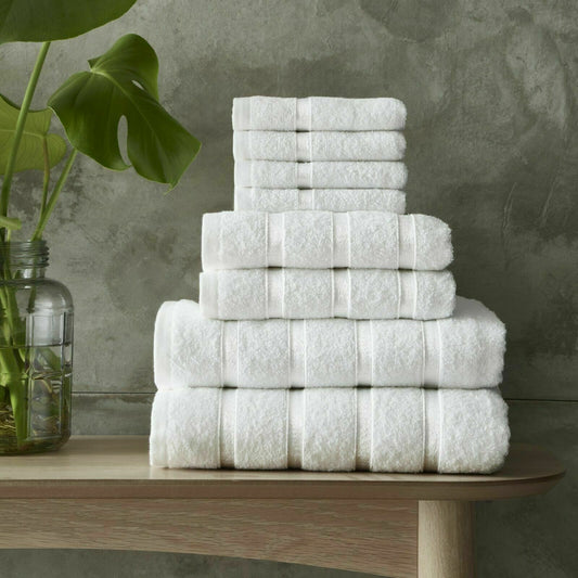 100% Egyptian Cotton Towel Bale Set 8pcs Pure White