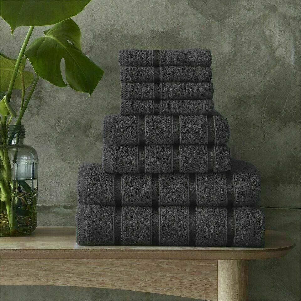 100% Egyptian Cotton Towel Bale Set 8pcs Charcoal Grey