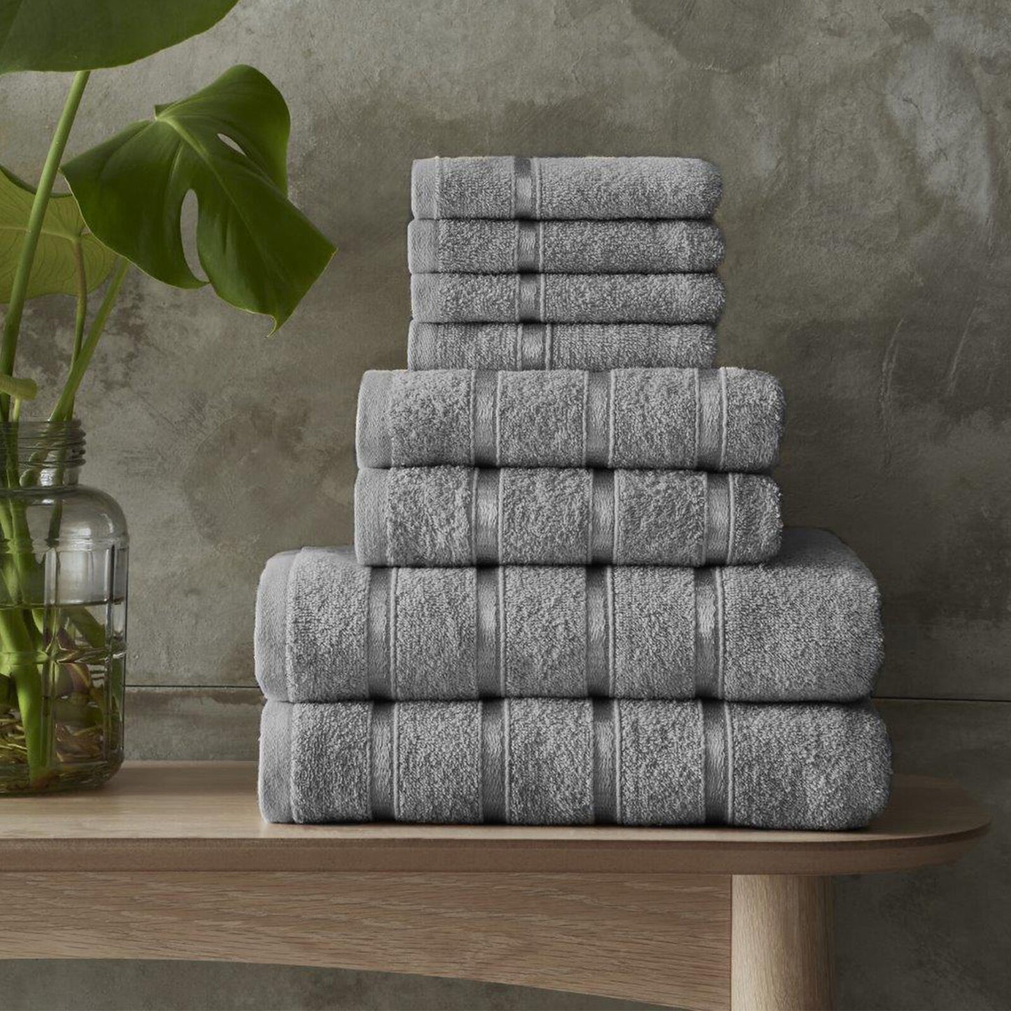 100% Egyptian Cotton Towel Bale Set 8pcs Silver