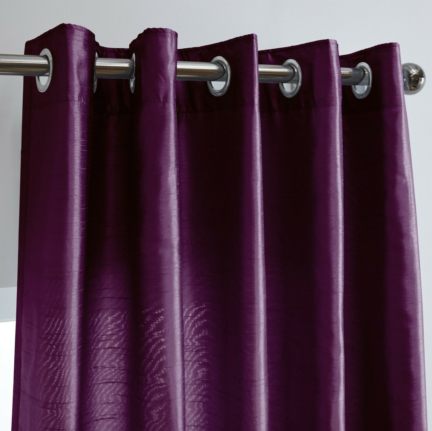 Luxury Faux Silk Eyelet Curtains (Plum)