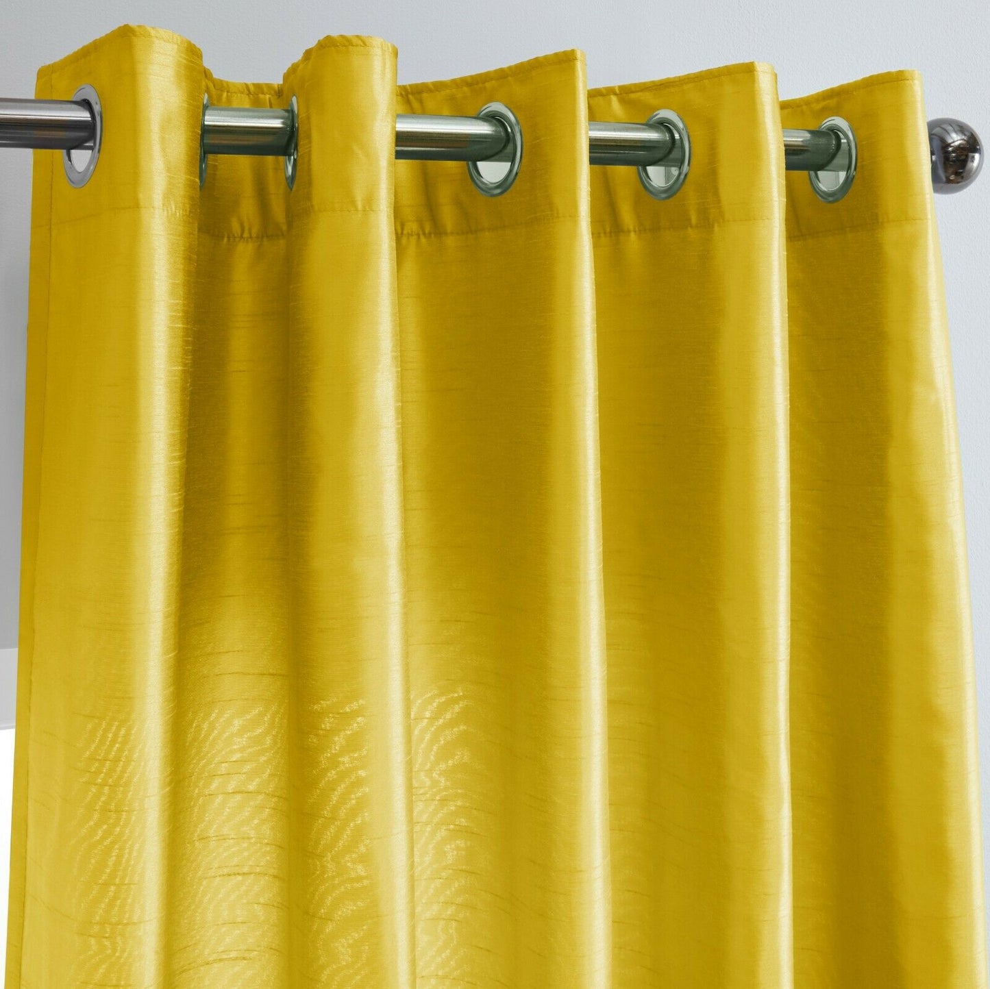 Luxury Faux Silk Eyelet Curtains (Ochre)