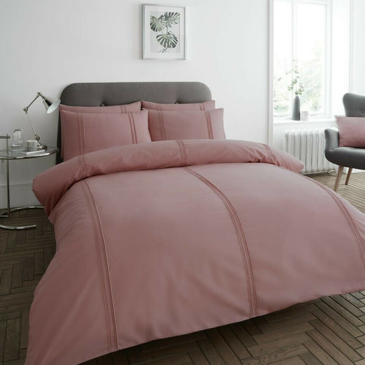 Luxury Signature Stripe Duvet Cover & Pillowcase Set Blush Pink