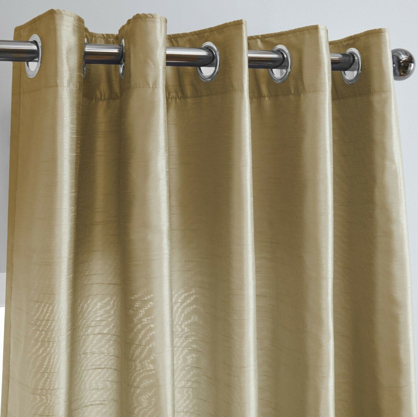 Luxury Faux Silk Eyelet Curtains (Natural Latte)